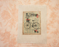 Antique bicycle pattern panel fabric (1 sheet)