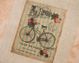 Antique bicycle pattern panel fabric (1 sheet)