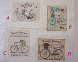 Antique bicycle pattern panel fabric (1 sheet)