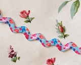 ピンクとブルーのお花柄リックラック  (2m)