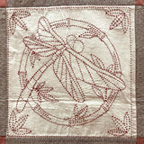 Sashiko Pattern Pre-Printed Embroidery Fabric 12”x12” | Dragonfly and Bamboo - Cotton Linen Blend