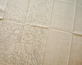 Tissu à broder Sashiko pré-imprimé 30×30cm | Fleurs et petits animaux - Mélange coton et lin