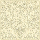 Tissu à broder Sashiko pré-imprimé 30×30cm | Fleurs et petits animaux - Mélange coton et lin