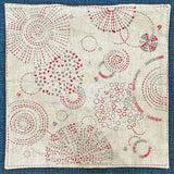 刺し子図案プリント済み刺繍布 30×30cm | 花火‐ベージュ・綿麻混紡