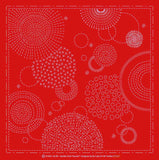 Tissu à broder Sashiko pré-imprimé 30×30cm | Feux d'artifice - Rouge - Coton mélangé lin