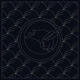 Tissu à broder pré-imprimé sashiko 30x30cm | Lapin sur la lune - Mélange coton