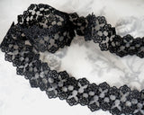 Black tulle and embroidered lace (1yd)