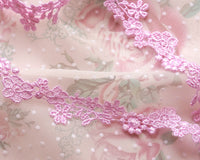 ピンクのお花のベニス・ケミカルレース (55cm/105cm)