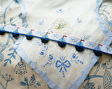 Ruban jacquard motif voiliers et mouettes | Avec franges bleu marine