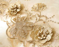 Gold embroidered lace with glittery decorations (1/2yd)