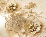 Gold embroidered lace with glittery decorations (1/2yd)