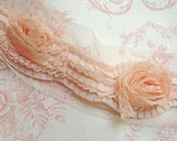 Rose lace pleated trim (21")