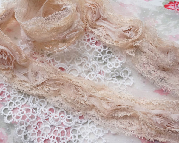 Chiffon and raschel lace rose braid (20")