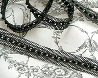 Stretch lace tape with pearls (1yd)