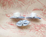 Satin ribbon leaf with winding rose motif (10 pieces)