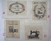 Antique style sewing pattern panel fabric (1 sheet)