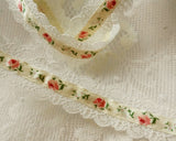 Rose satin ribbon with lace decoration (1yd)