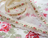 Rose satin ribbon with lace decoration (1yd)