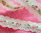 Rose satin ribbon with lace decoration (1yd)