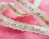 Rose satin ribbon with lace decoration (1yd)