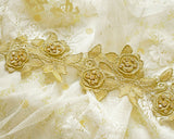 Flower lace trim with rhinestones (1 piece/9pieces)