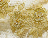 Flower lace trim with rhinestones (1 piece/9pieces)