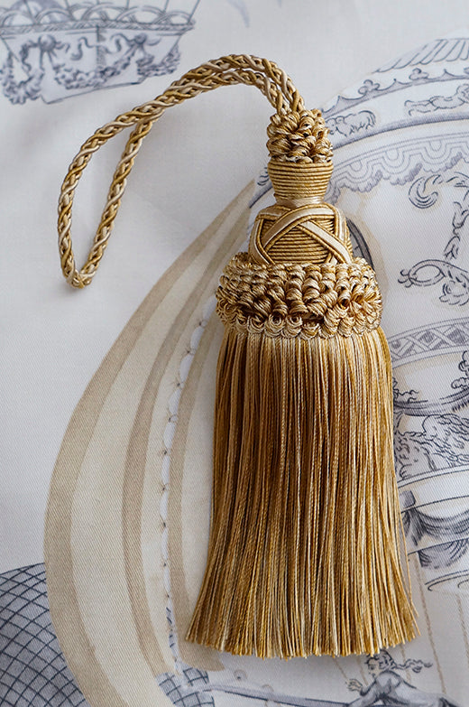 Natural Cotton Key Tassel With Bronze Metal Trim – Rachael Model, Cream Color, Traditional Style