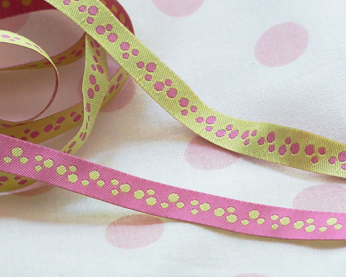 Mailing Ribbon USA Imported USA Ribbon Pink and Green Double Sided Woven Ribbon Mail ...
