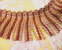 Gold-burgundy fringe braid  (1 yd)