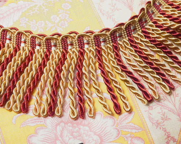 Gold-burgundy fringe braid