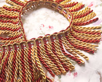 Gold-burgundy fringe braid  (1 yd)