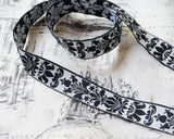 USAリボン　ダマスク柄風の刺繍ジャガードリボン (1m)