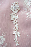 Embroidered lace motif with pearl beads and sequins (1 sheet)