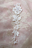 Embroidered lace motif with pearl beads and sequins (1 sheet)
