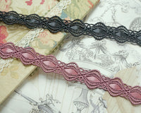 French ladder lace with black satin ribbon