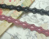 French ladder lace with black satin ribbon